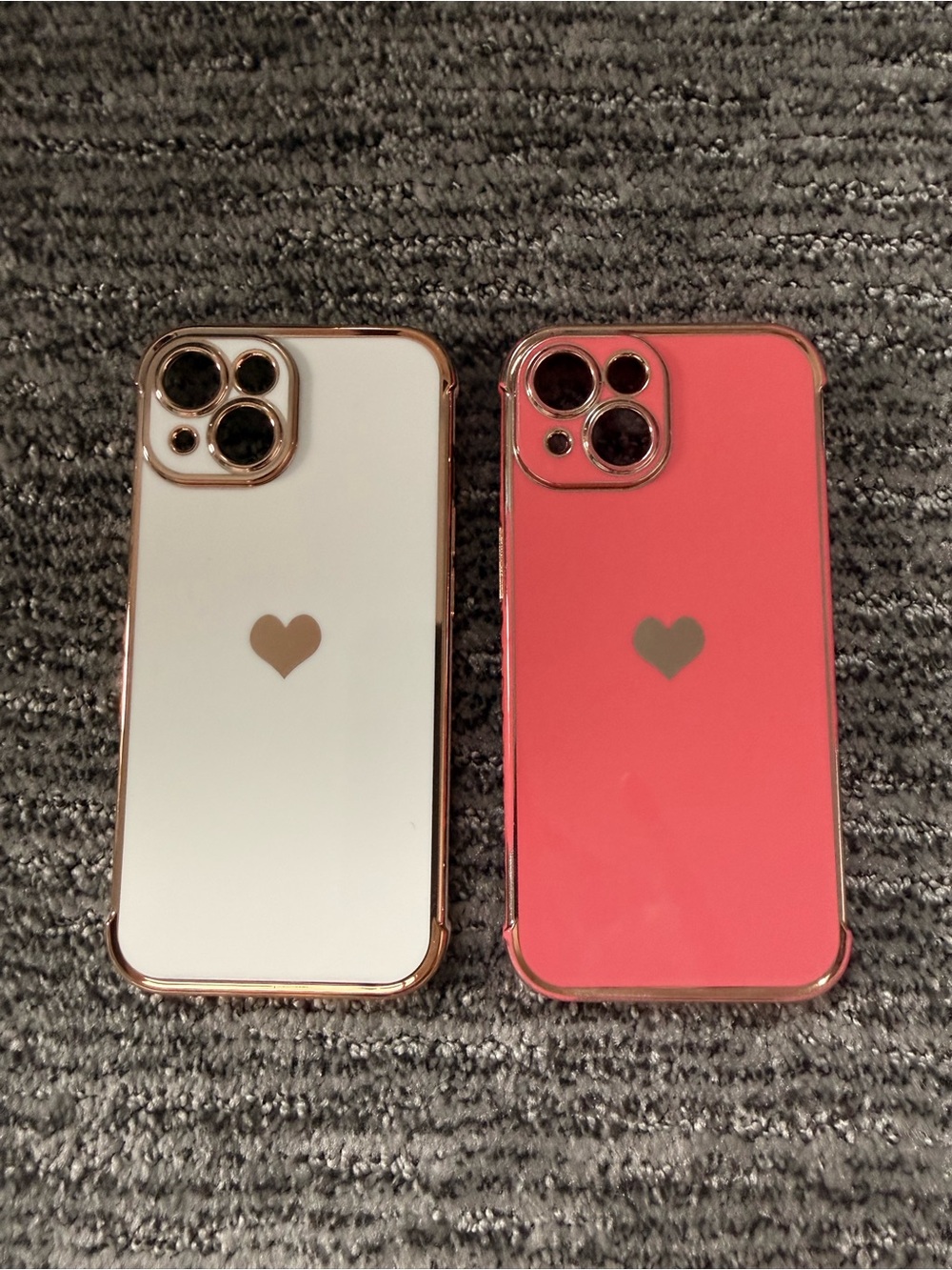 Stylish Heart Accent Phone Case - White & Pink and assorted others- likely 15